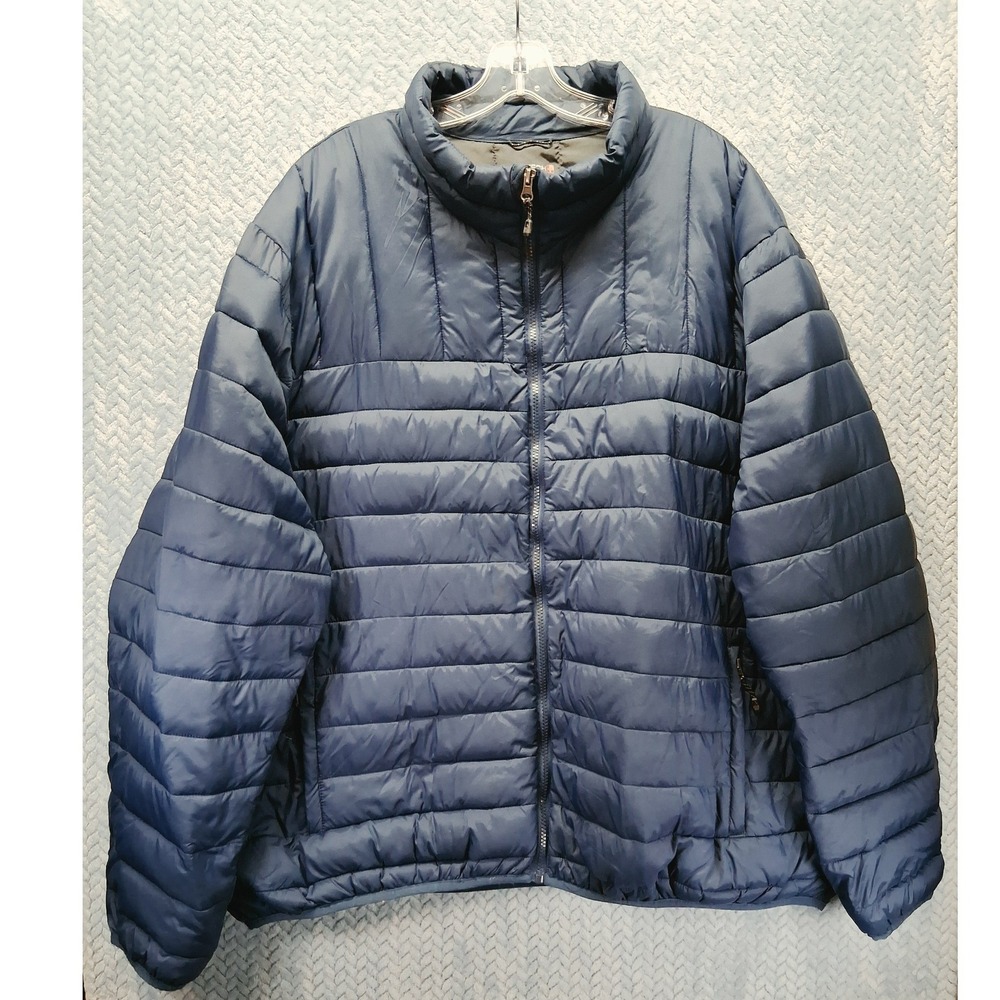 Swiss Tech Mens Puffer Jacket Blue Cove 3XL Full Zip Quilted Coat Packable